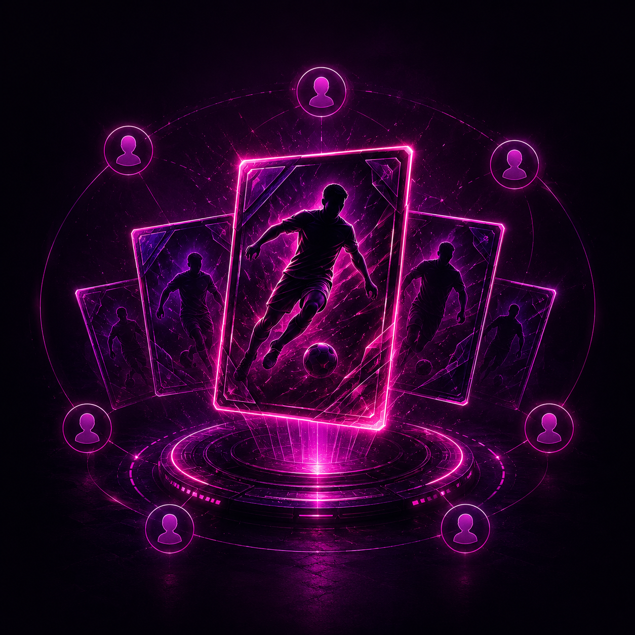 Futuristické holografické sportovní karty v neonovém růžovém světle